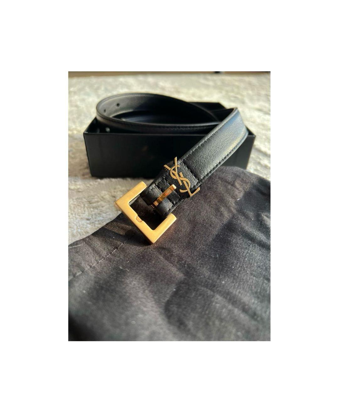 SAINT LAURENT Черный кожаный ремень, фото 2
