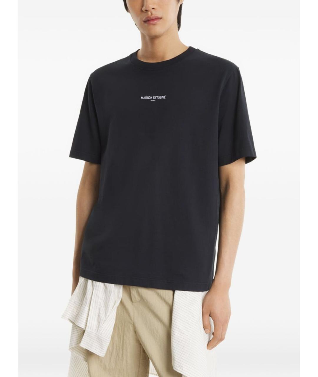 MAISON KITSUNE Черная хлопковая футболка, фото 4