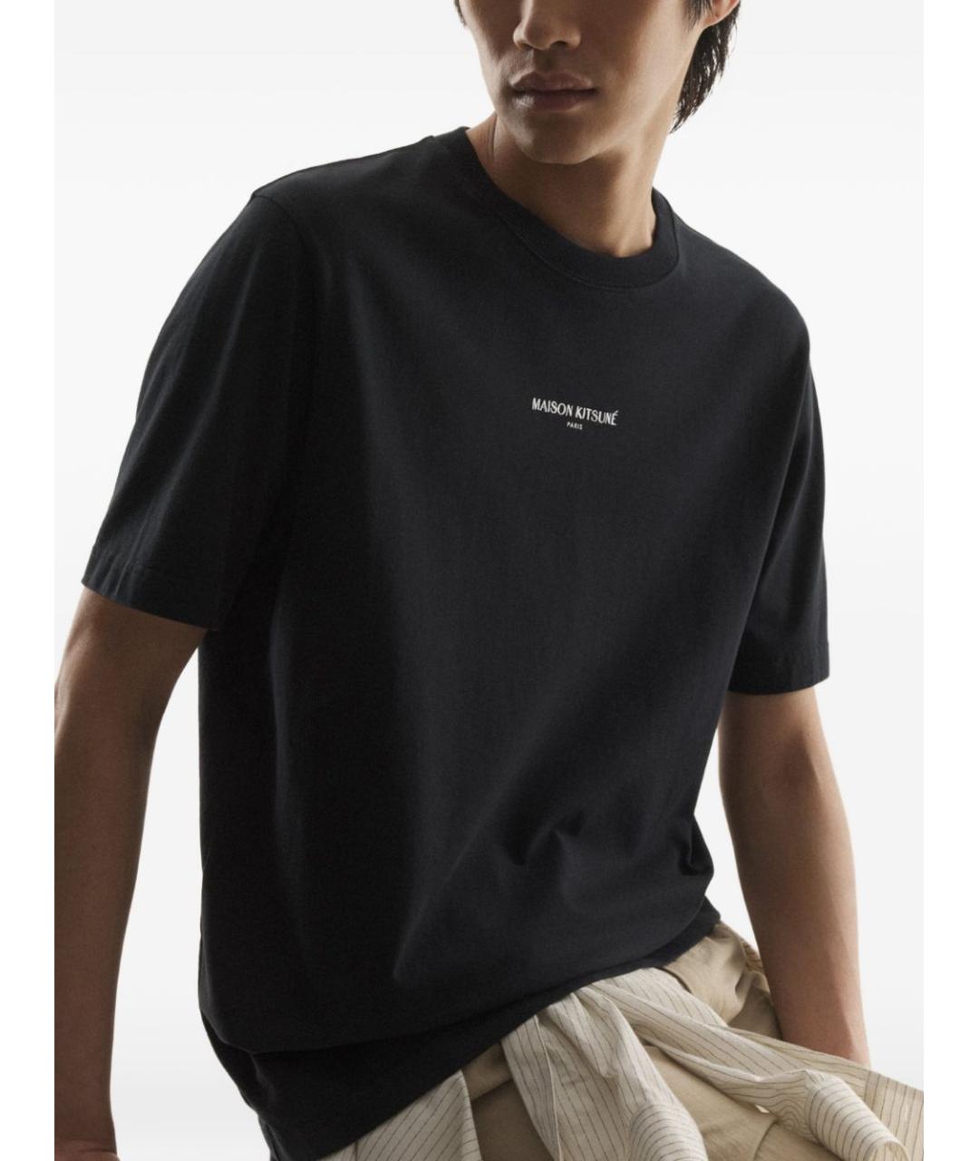 MAISON KITSUNE Черная хлопковая футболка, фото 6
