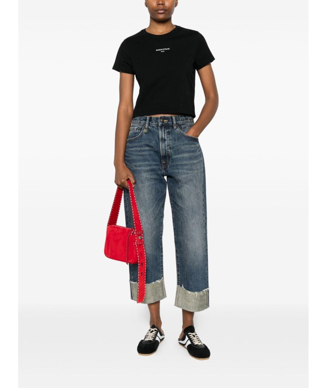 MAISON KITSUNE Черная хлопковая футболка, фото 3