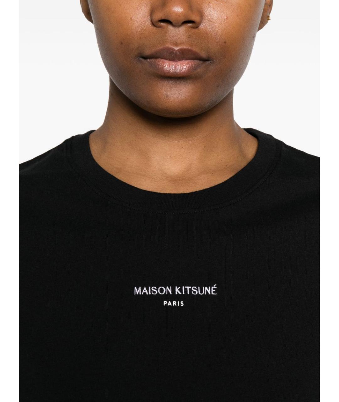 MAISON KITSUNE Черная хлопковая футболка, фото 4