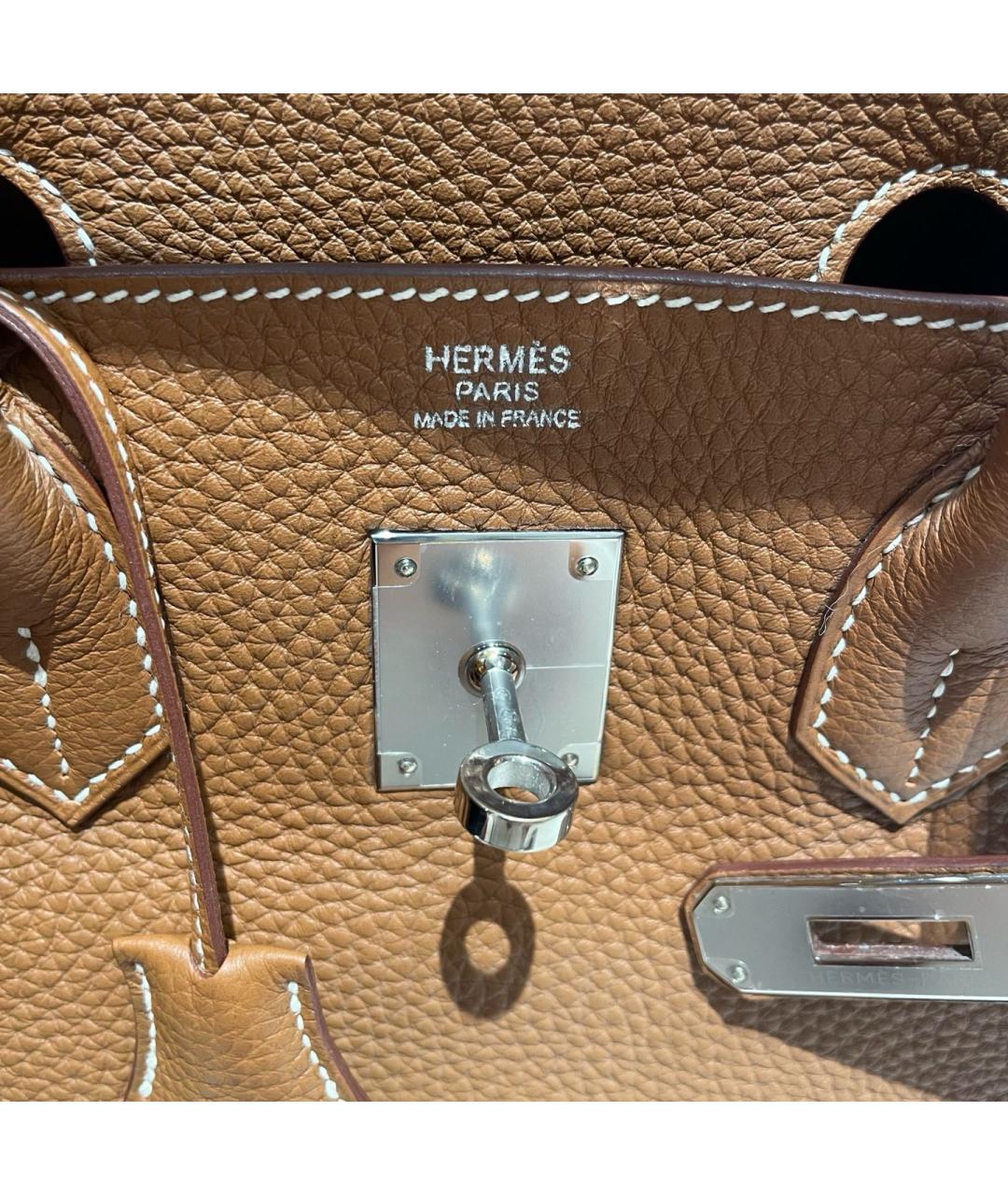 HERMES Коричневая кожаная сумка с короткими ручками, фото 7