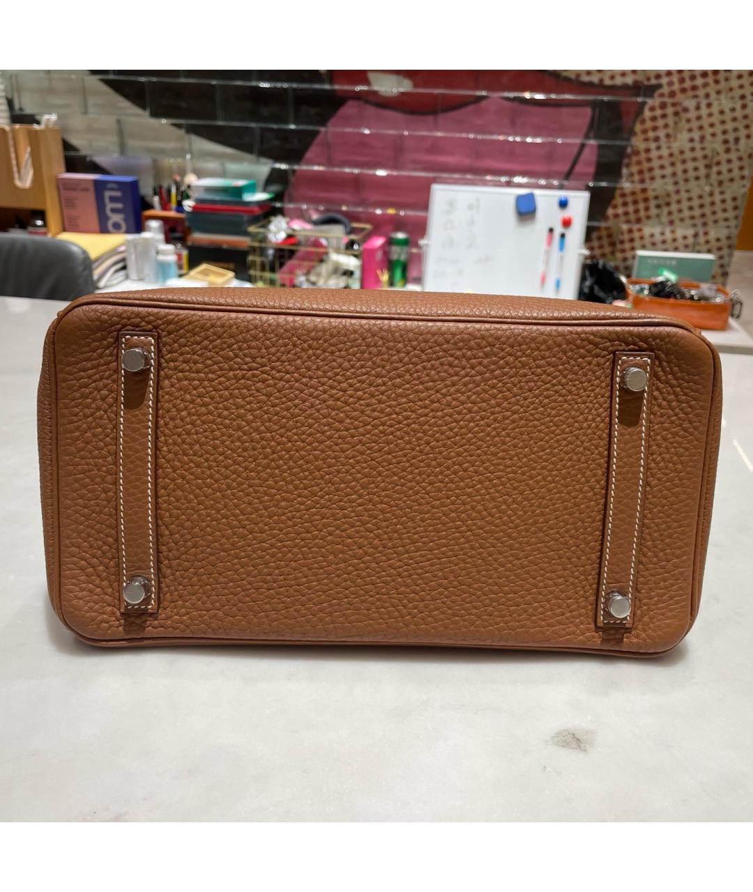 HERMES Коричневая кожаная сумка с короткими ручками, фото 8