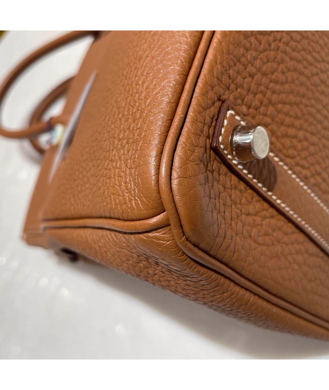 HERMES Коричневая кожаная сумка с короткими ручками, фото 4