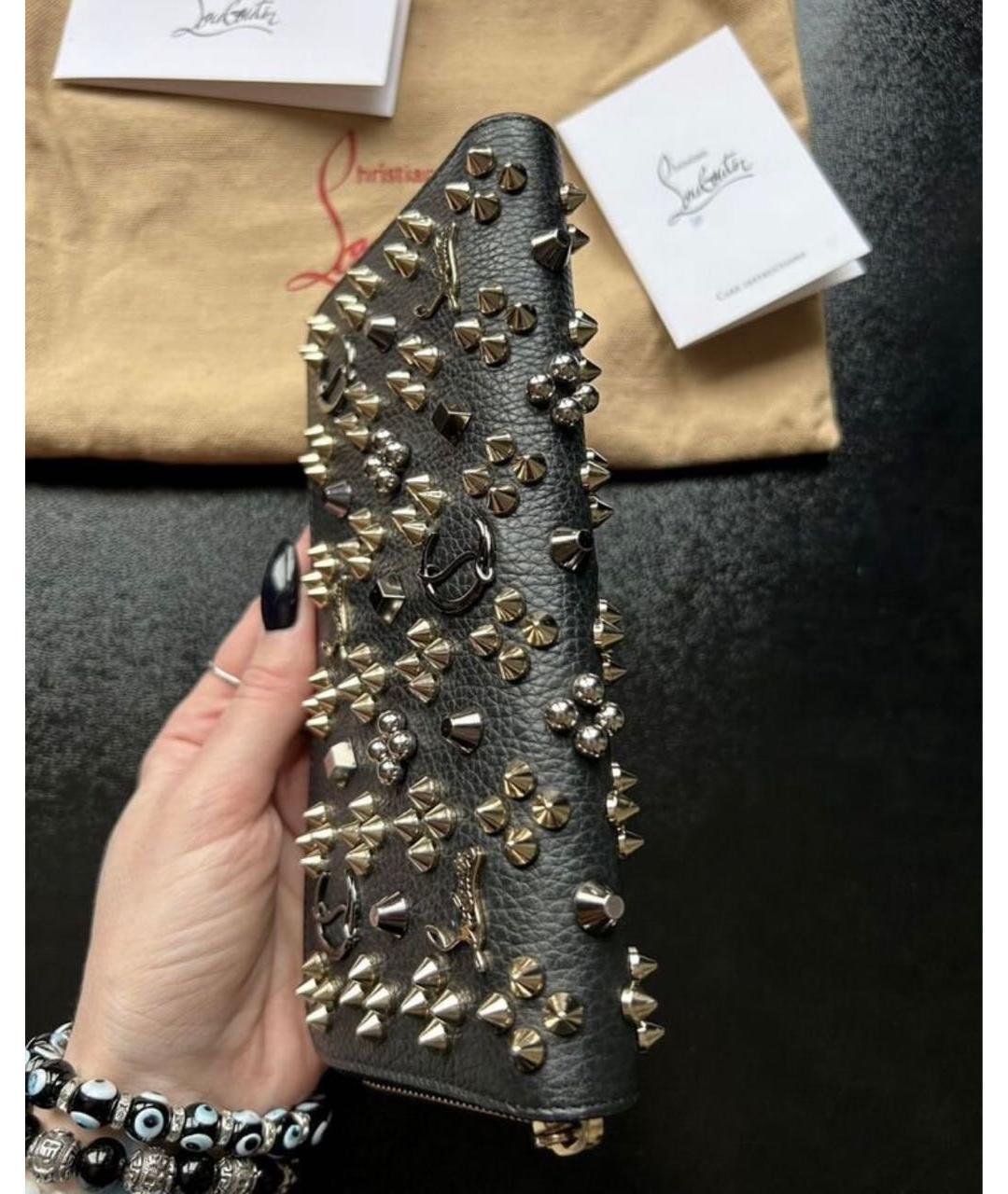 CHRISTIAN LOUBOUTIN Черный кожаный кошелек, фото 3