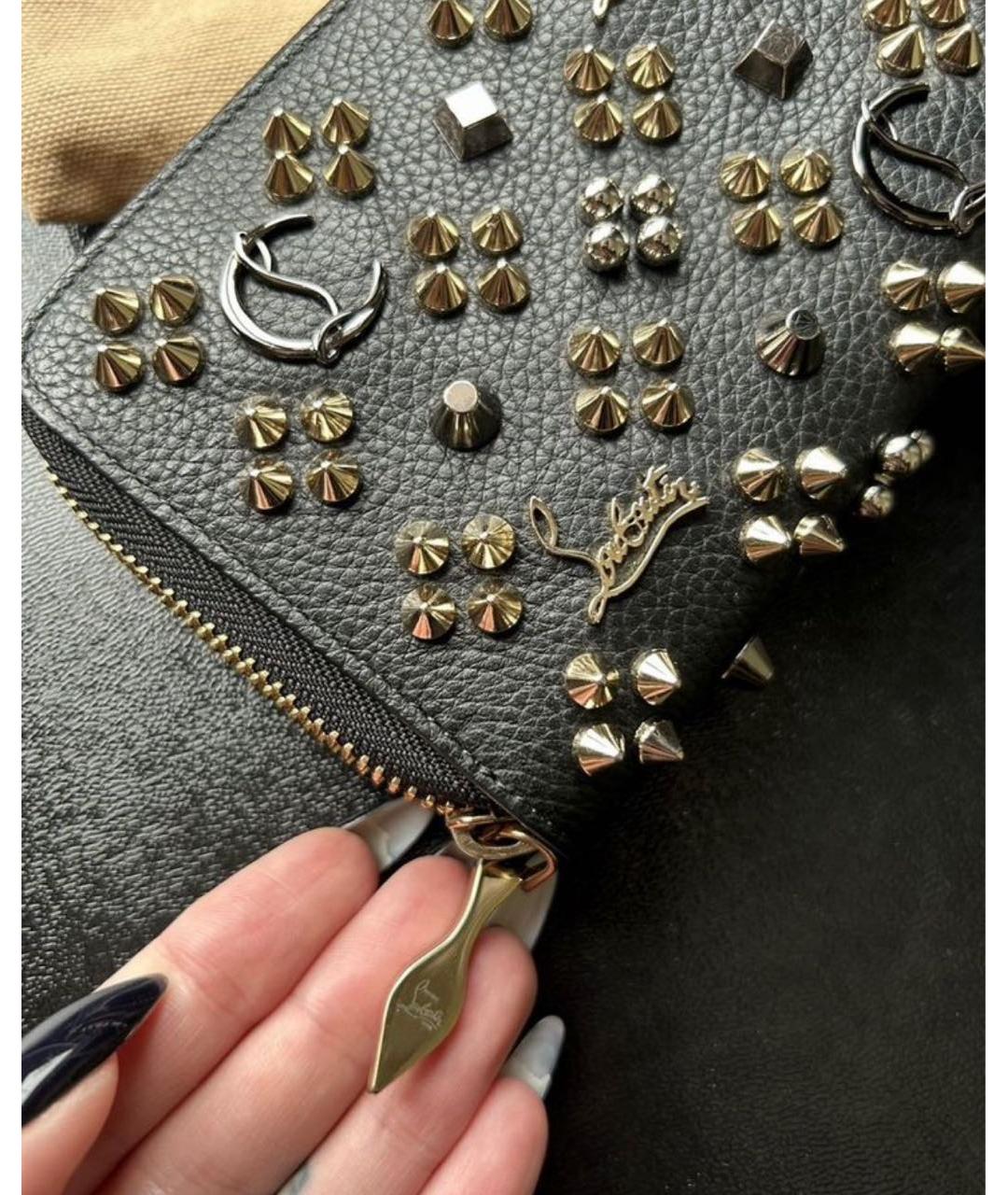 CHRISTIAN LOUBOUTIN Черный кожаный кошелек, фото 6