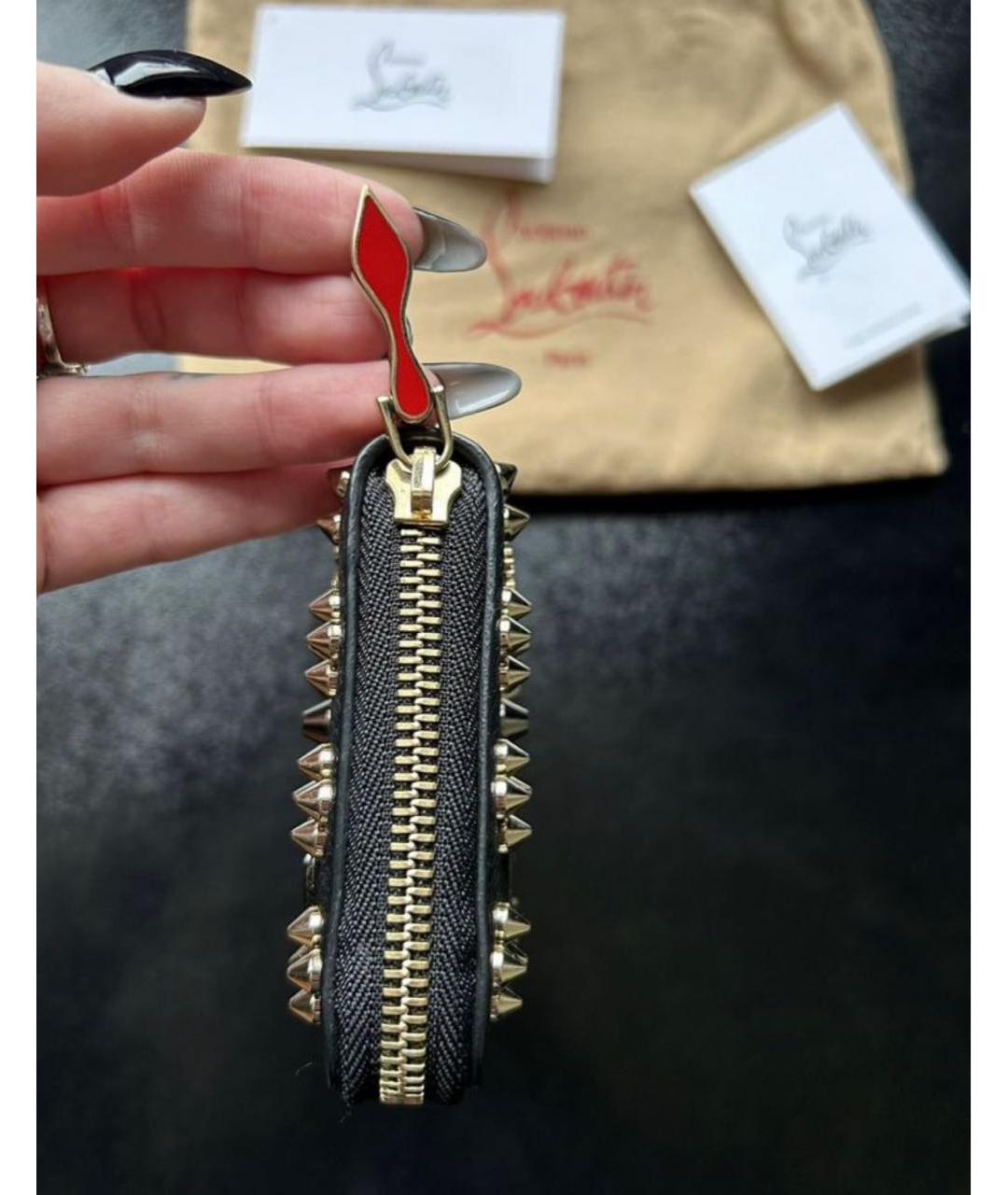CHRISTIAN LOUBOUTIN Черный кожаный кошелек, фото 7