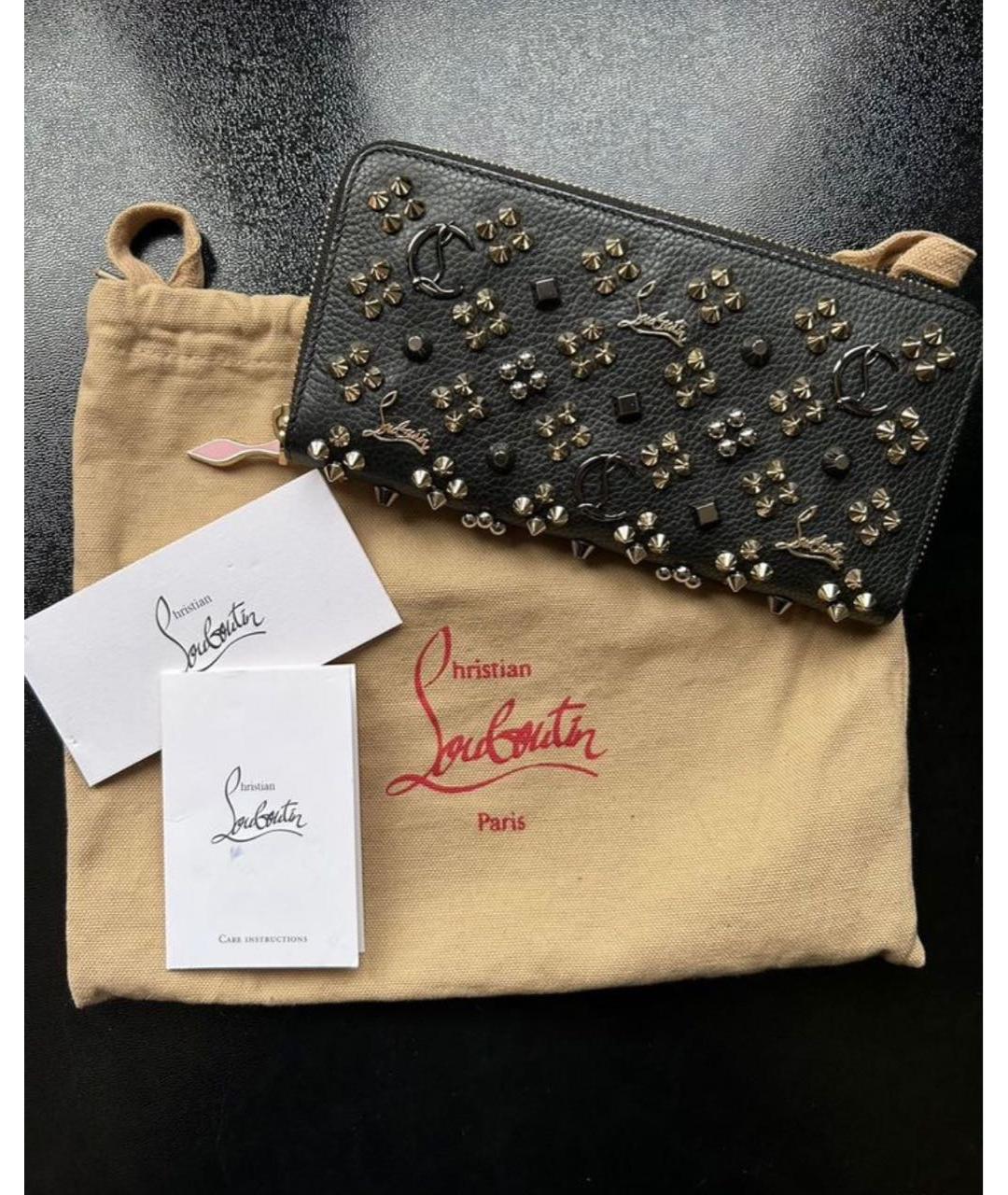 CHRISTIAN LOUBOUTIN Черный кожаный кошелек, фото 9