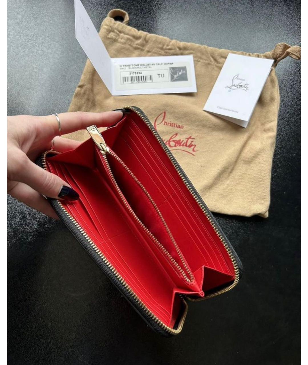 CHRISTIAN LOUBOUTIN Черный кожаный кошелек, фото 4