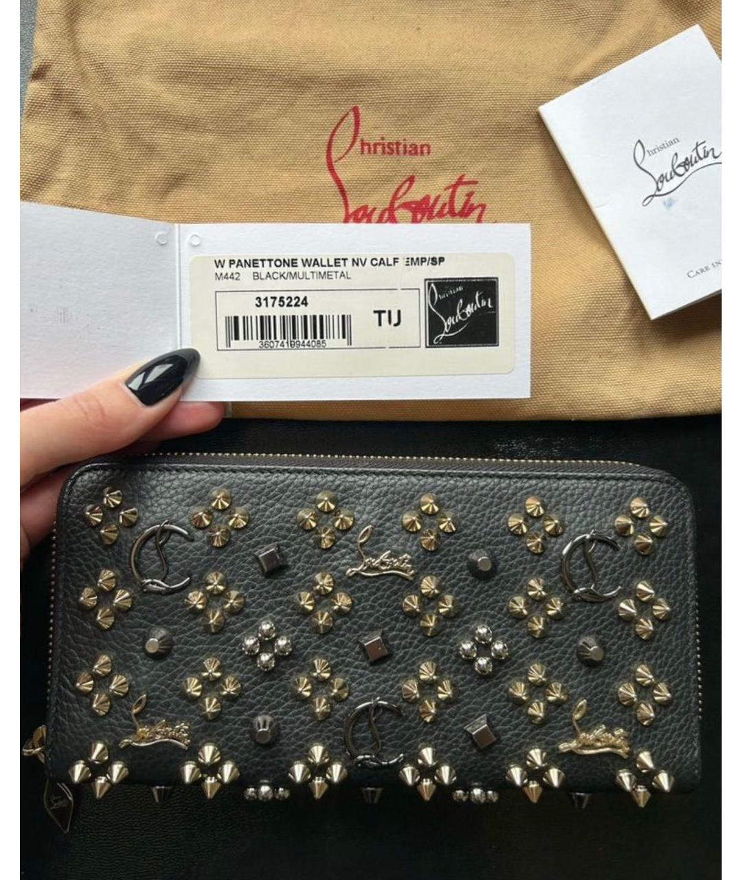 CHRISTIAN LOUBOUTIN Черный кожаный кошелек, фото 2