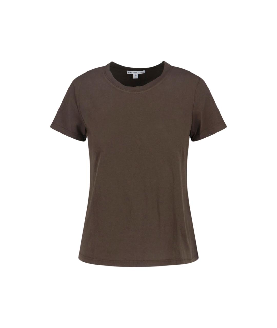 JAMES PERSE Коричневая хлопковая футболка, фото 1