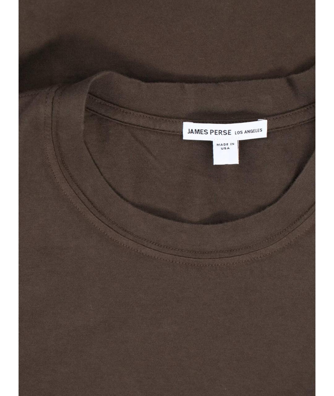 JAMES PERSE Коричневая хлопковая футболка, фото 3