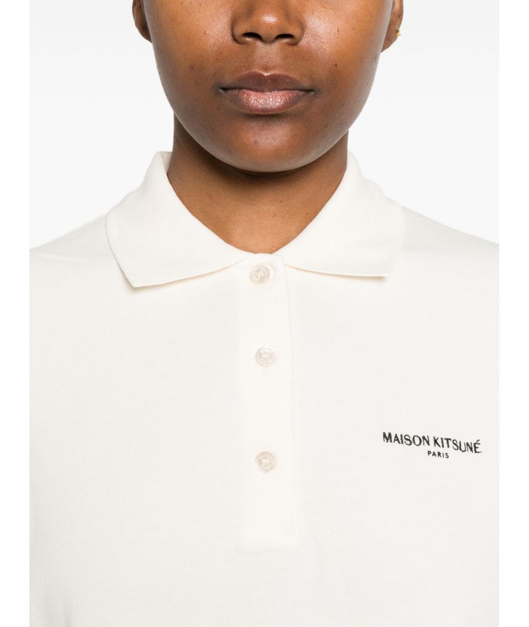 MAISON KITSUNE Бежевая хлопковая футболка, фото 5