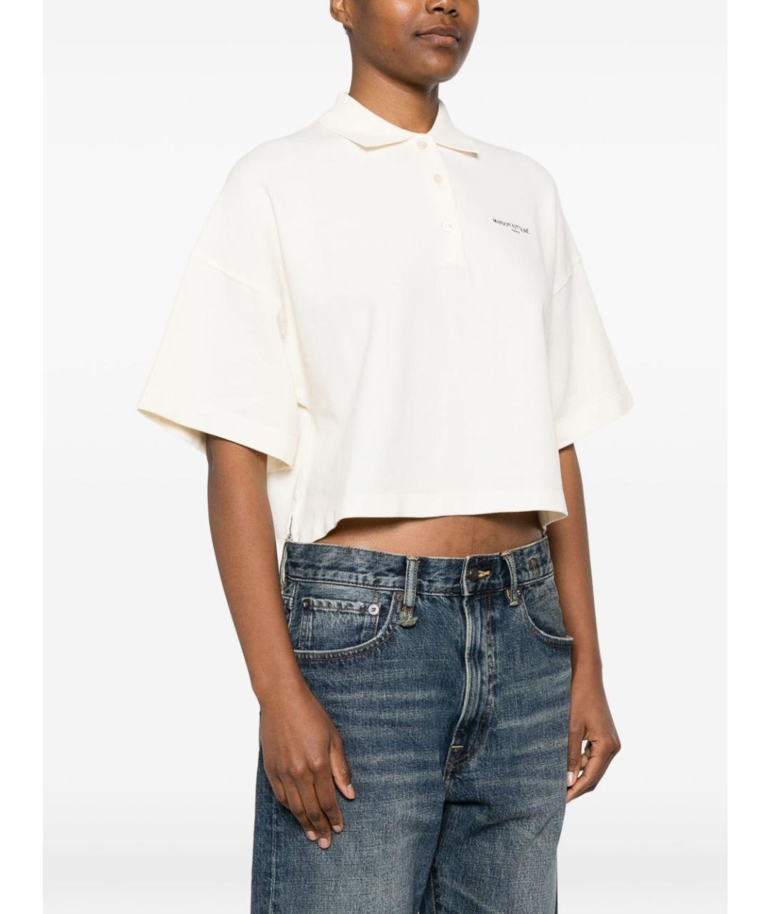 MAISON KITSUNE Бежевая хлопковая футболка, фото 4