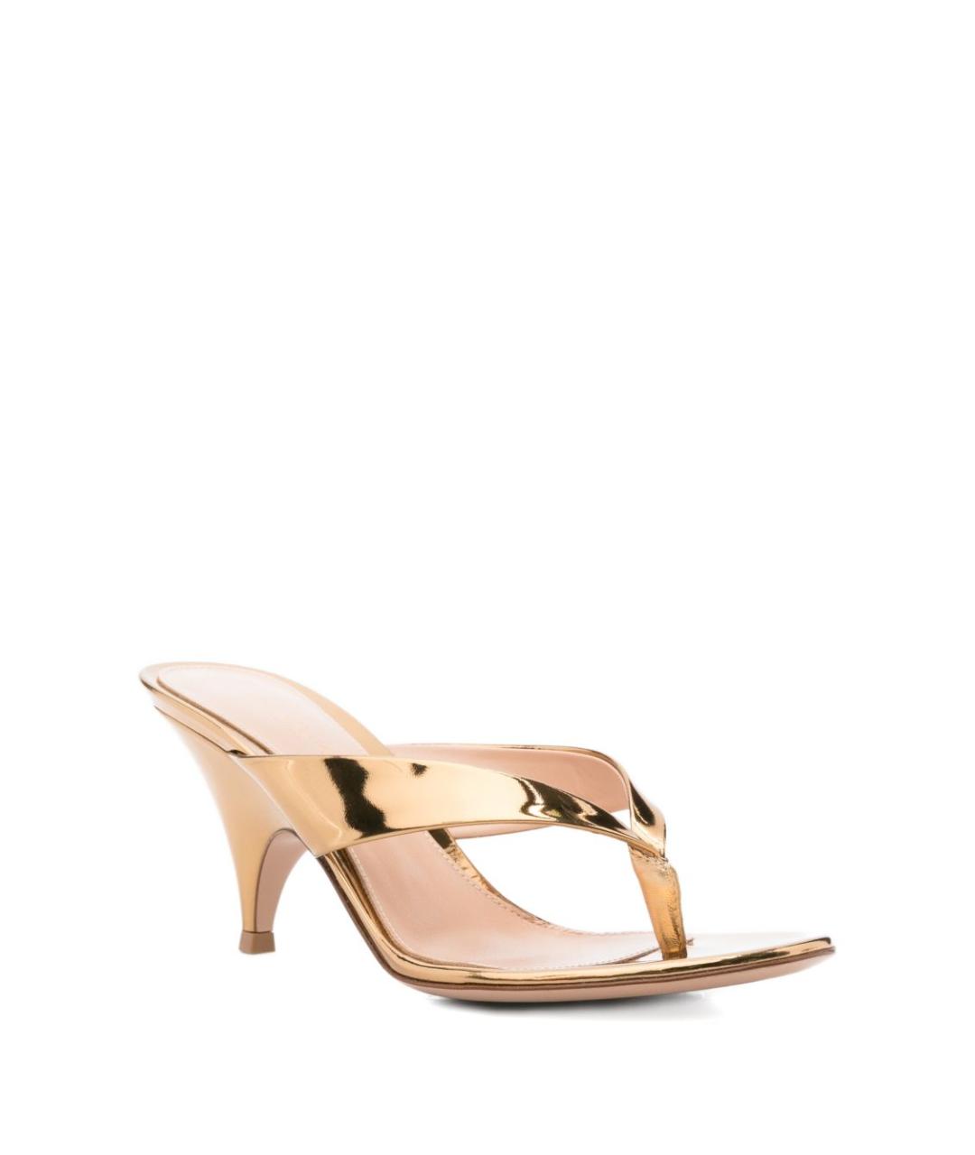 GIANVITO ROSSI Золотые кожаные мюли, фото 4