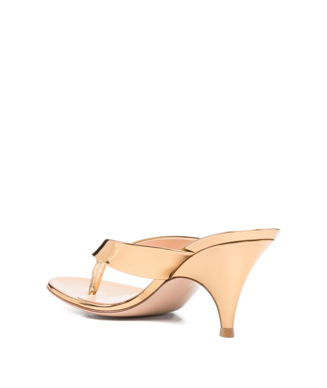 GIANVITO ROSSI Золотые кожаные мюли, фото 3