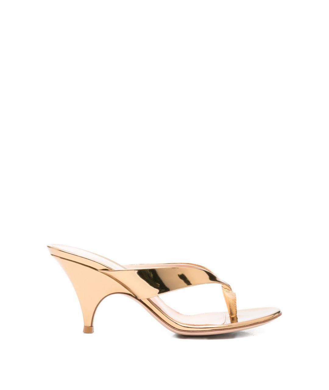 GIANVITO ROSSI Золотые кожаные мюли, фото 1