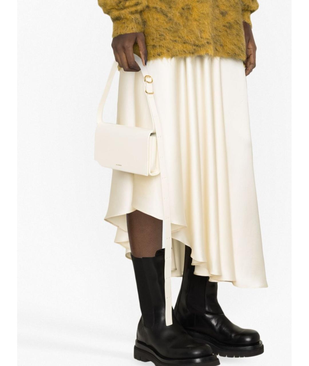 JIL SANDER Белая кожаная сумка через плечо, фото 6