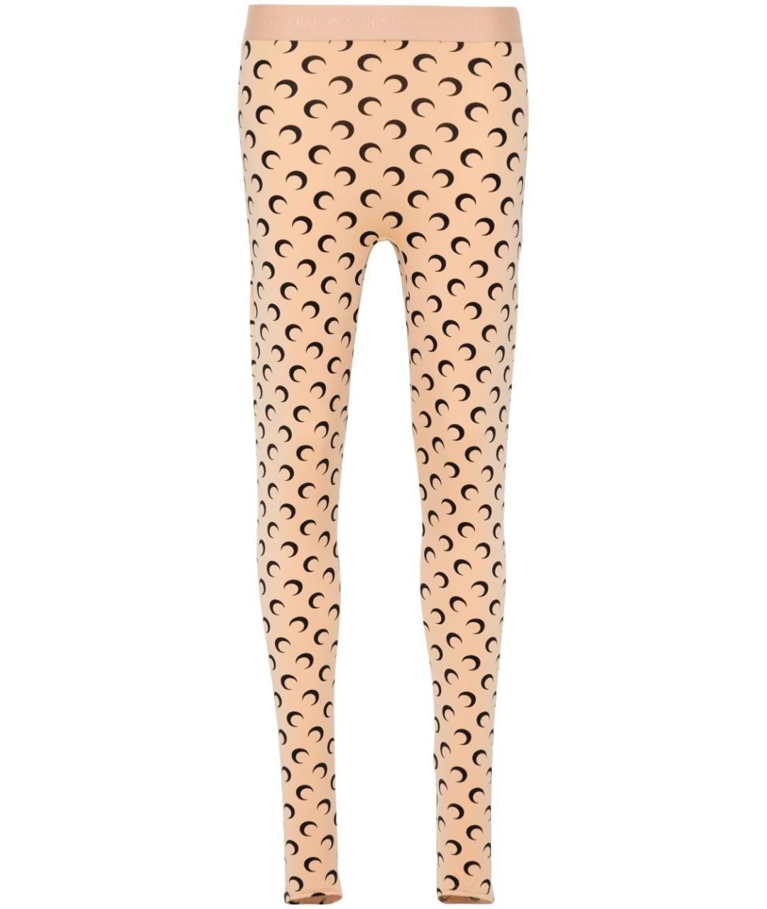MARINE SERRE Бежевые полиамидовые леггинсы и велосипедки, фото 1