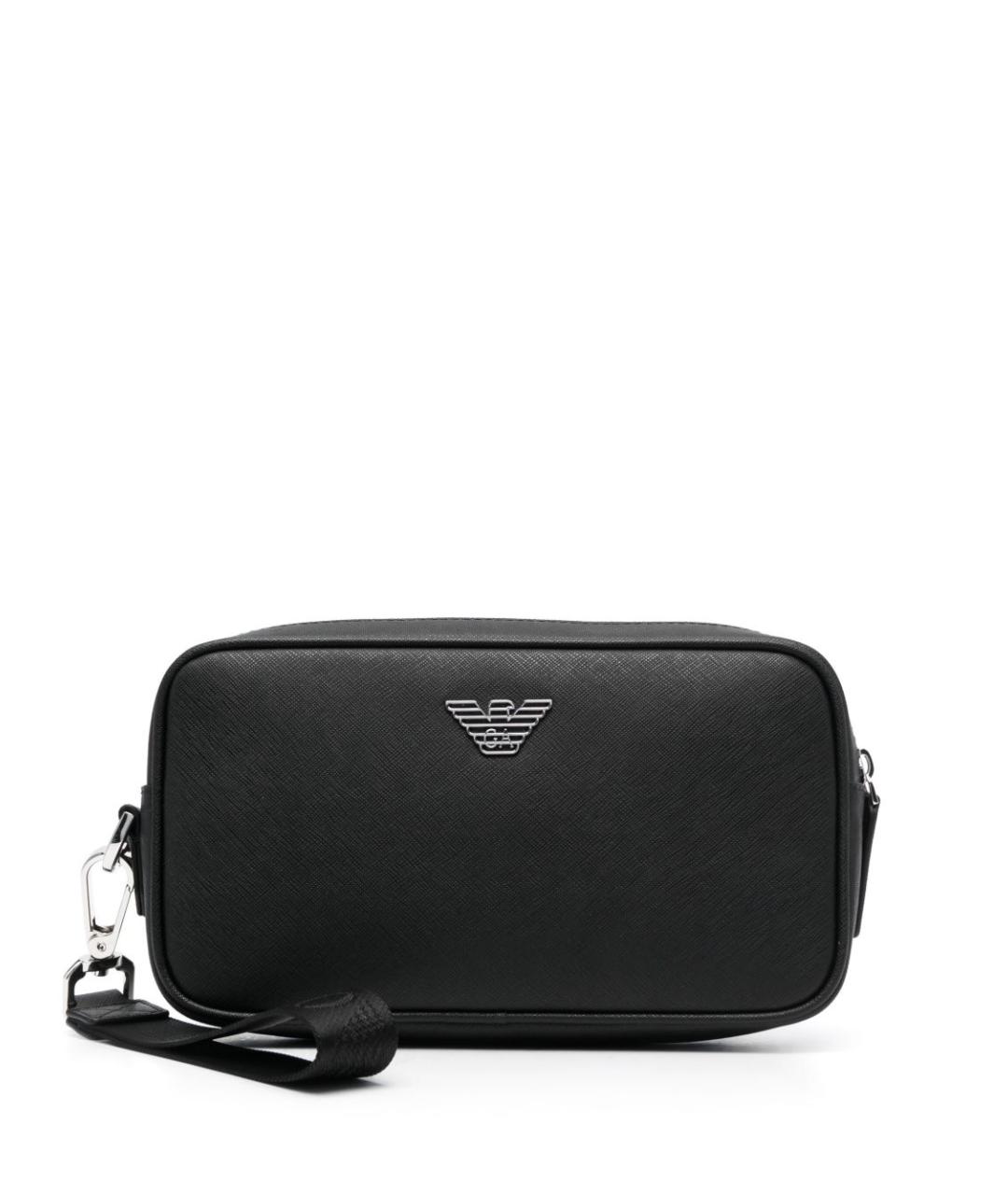 EMPORIO ARMANI Черная барсетка из искусственной кожи, фото 1