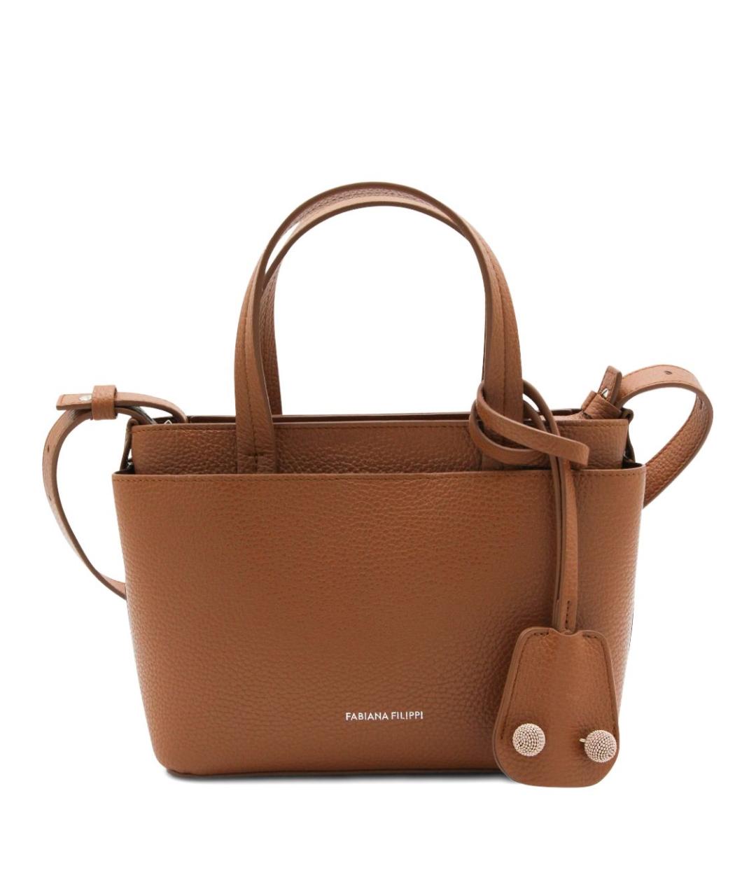 FABIANA FILIPPI Коричневая кожаная сумка с короткими ручками, фото 1