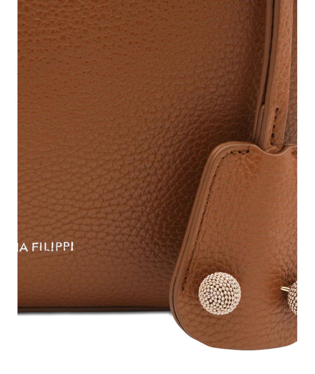 FABIANA FILIPPI Коричневая кожаная сумка с короткими ручками, фото 4