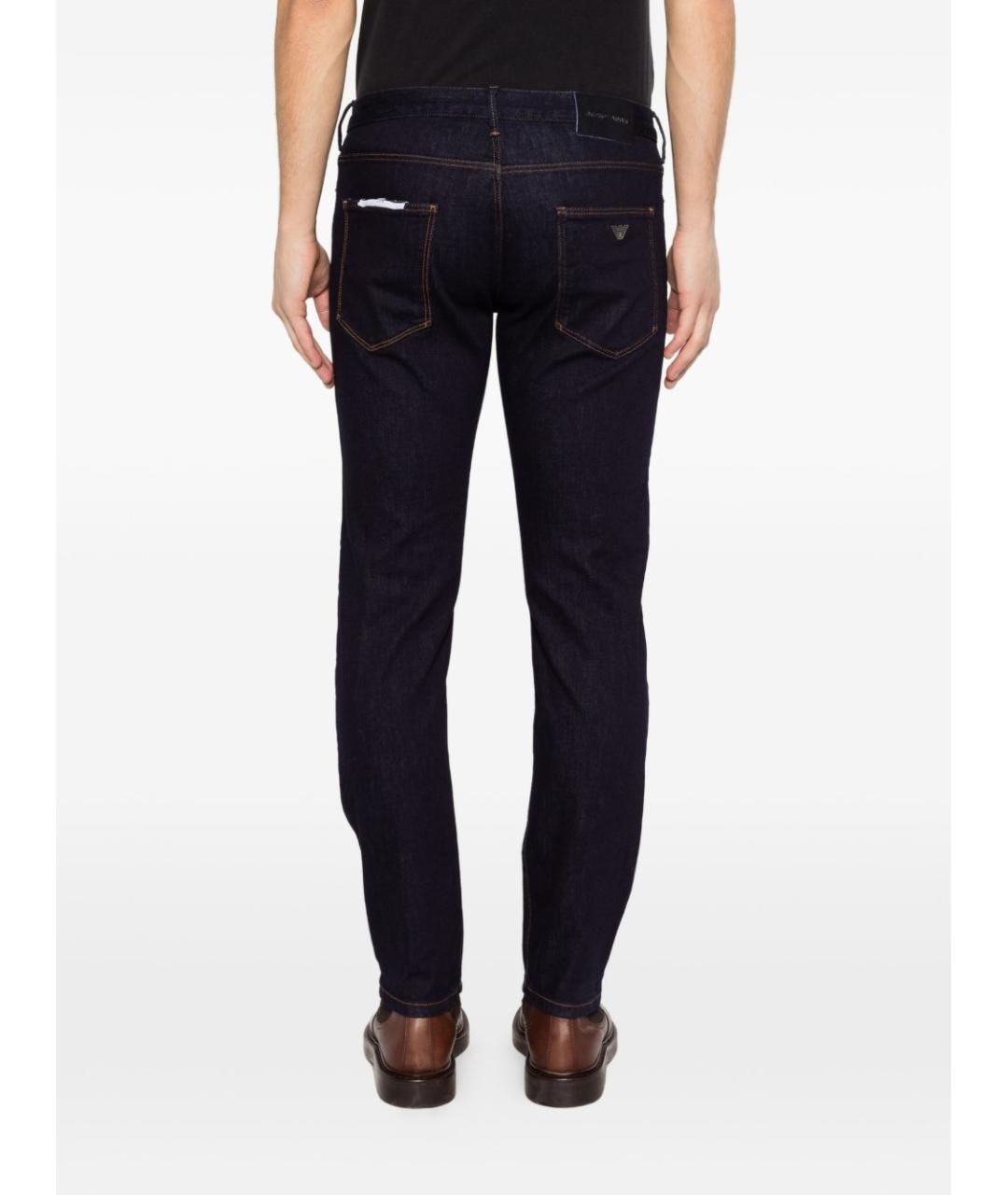 EMPORIO ARMANI Темно-синие хлопковые прямые джинсы, фото 5