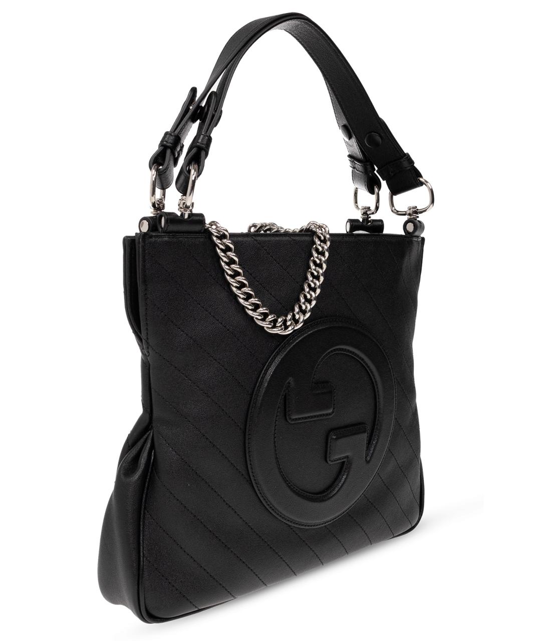 GUCCI Черная кожаная сумка тоут, фото 2