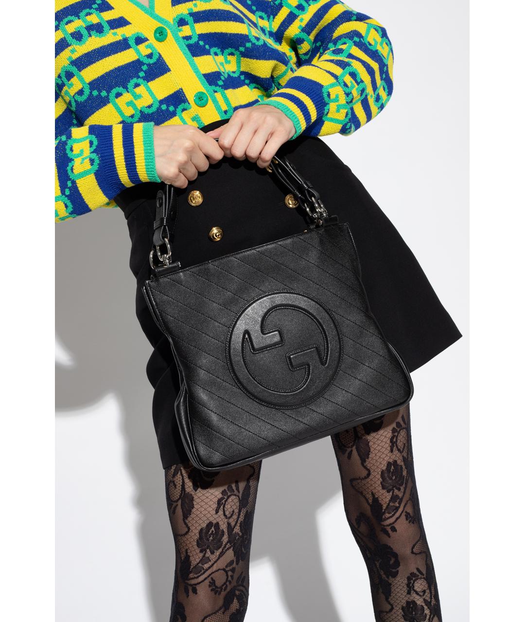 GUCCI Черная кожаная сумка тоут, фото 4