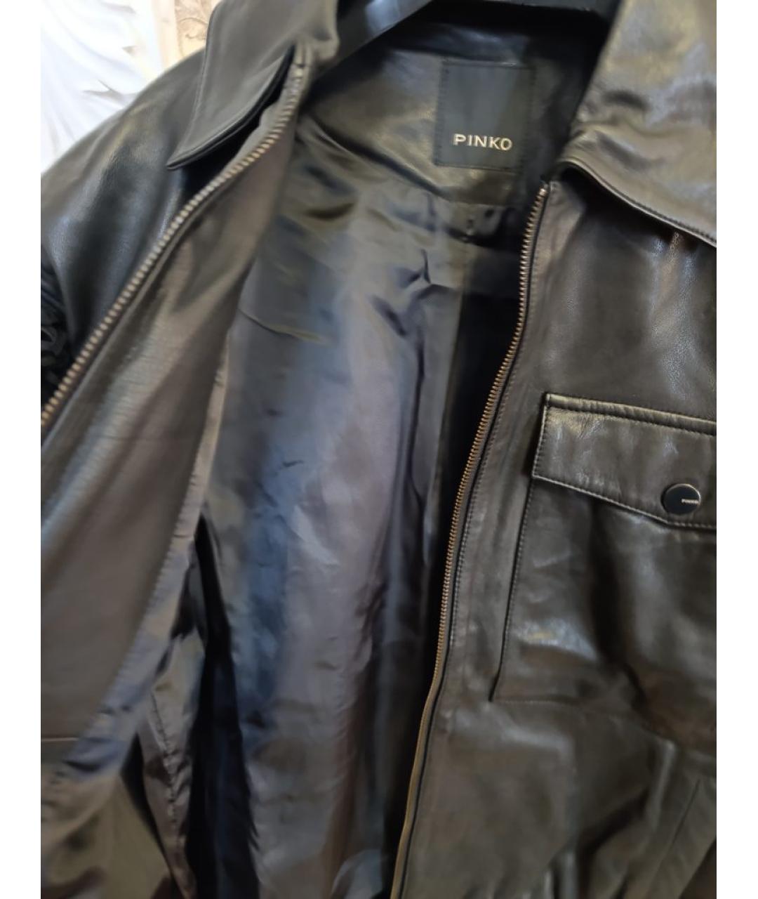 PINKO Черная кожаная куртка, фото 3