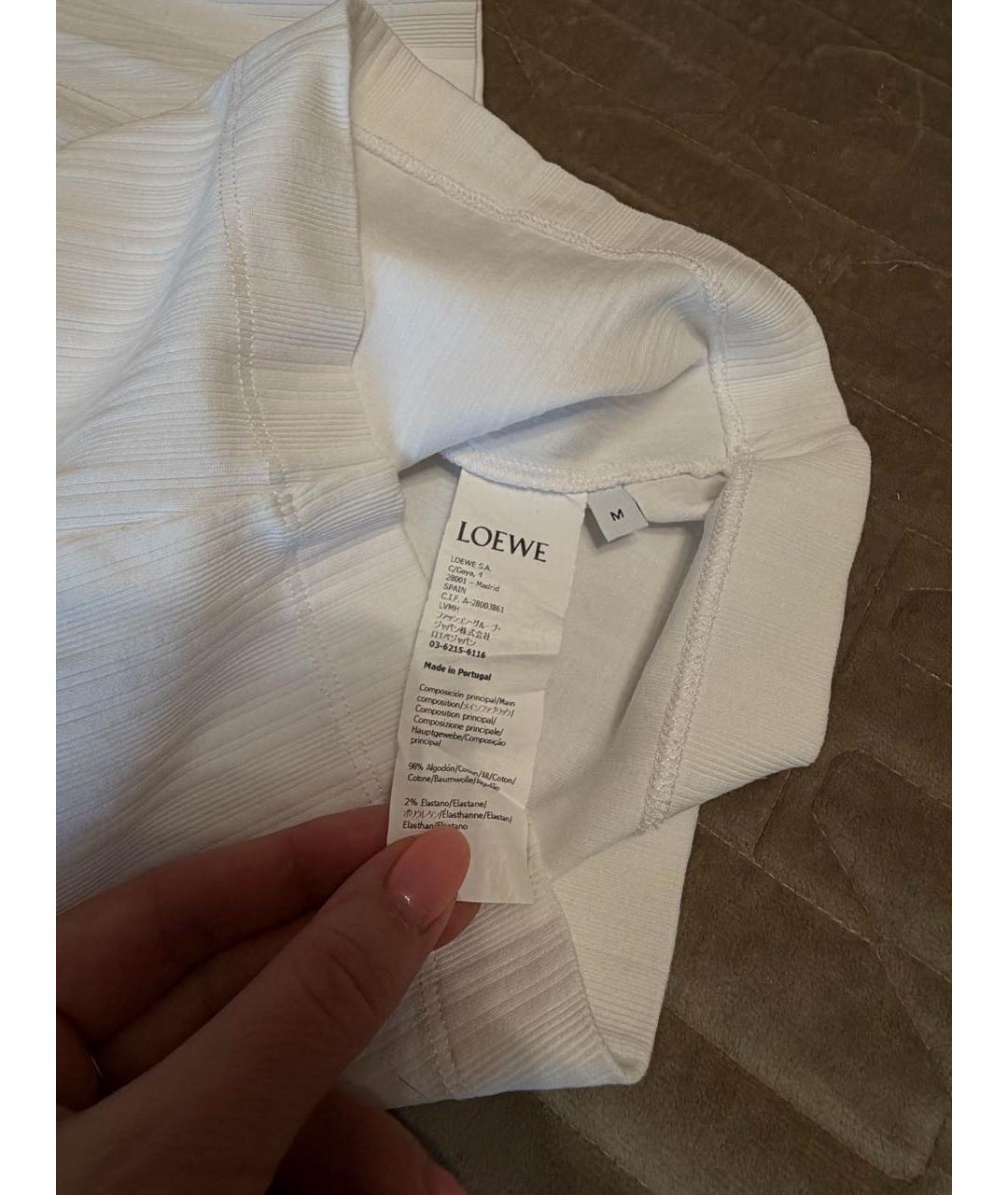 LOEWE Белая хлопковая футболка, фото 5