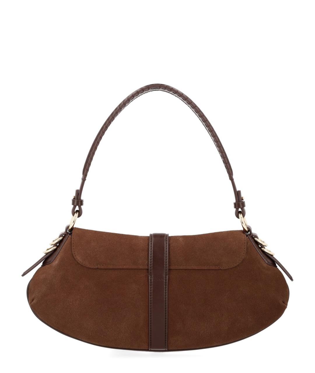 GANNI Коричневая кожаная сумка с короткими ручками, фото 2