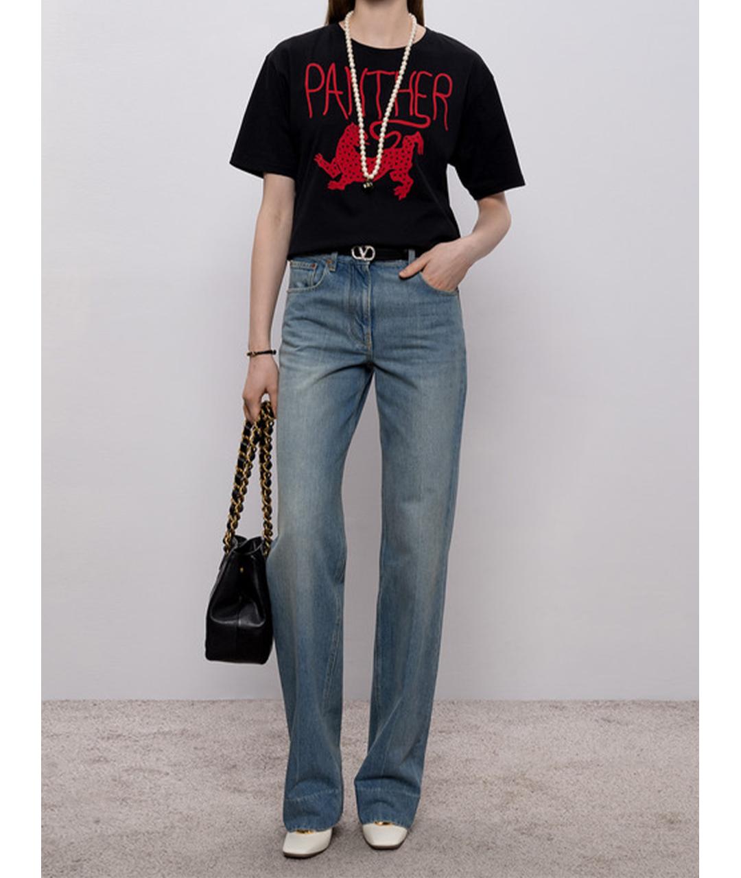 VALENTINO Черная хлопковая футболка, фото 2