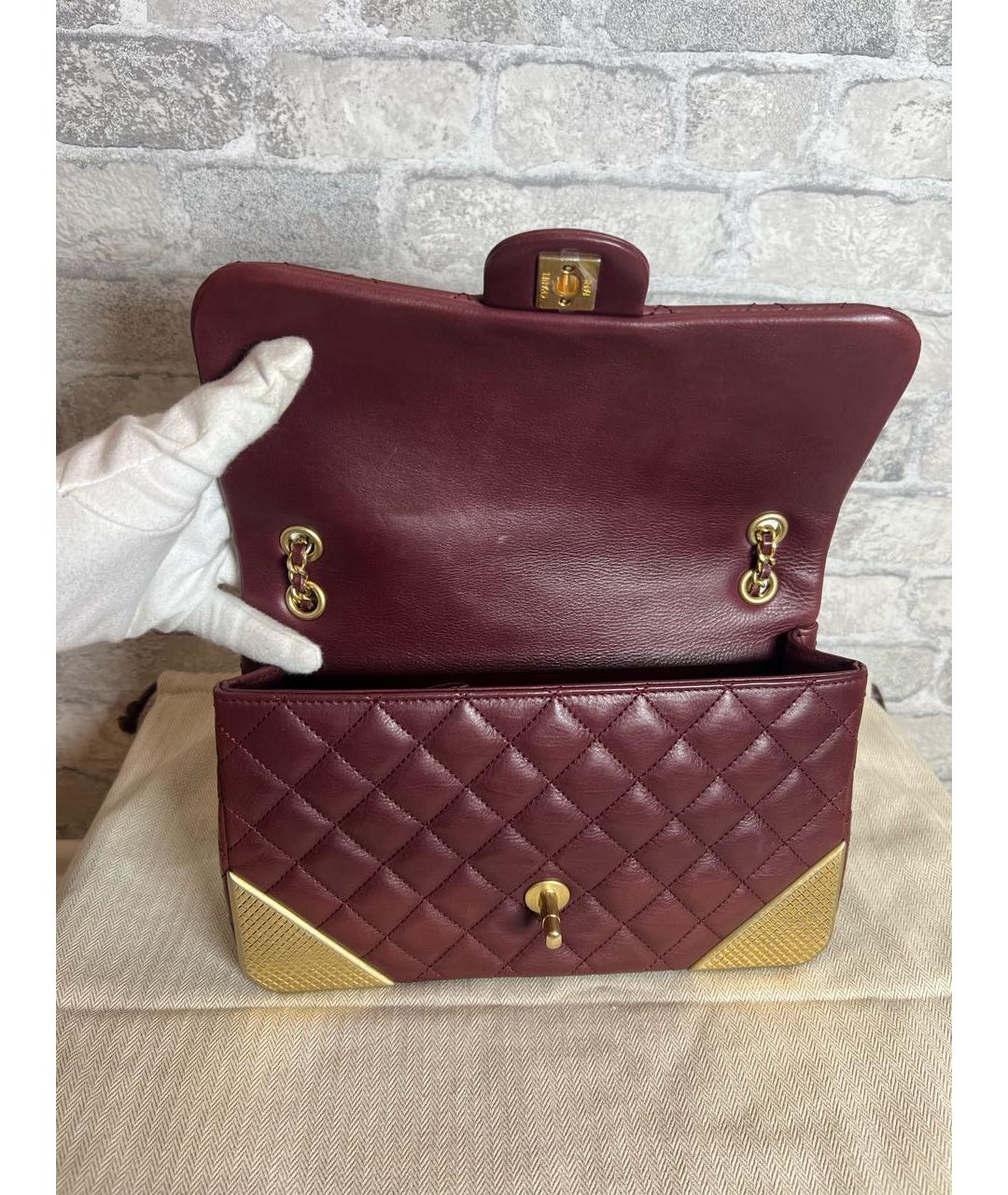 CHANEL Бордовая кожаная сумка через плечо, фото 7