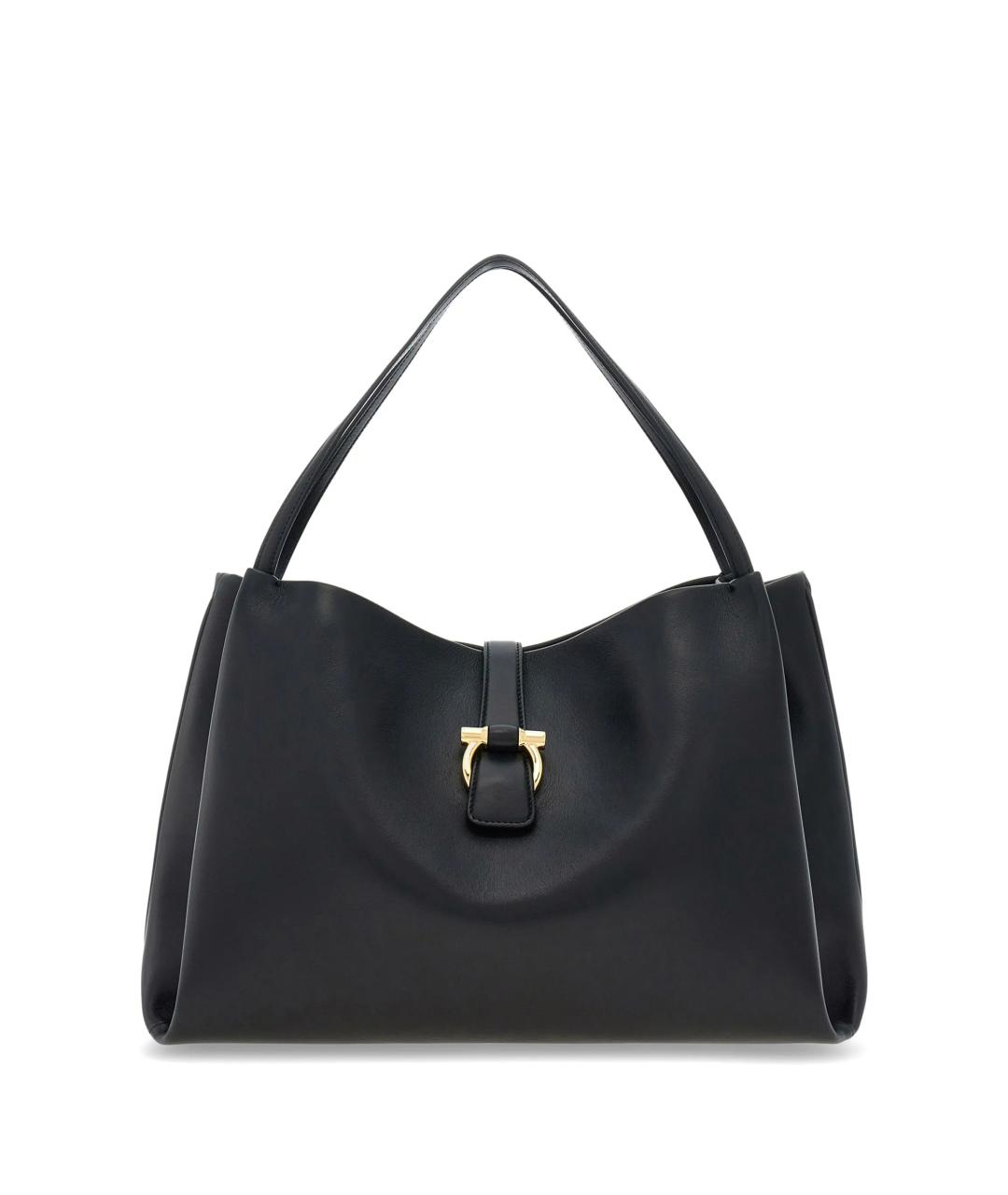 FERRAGAMO Черная кожаная сумка тоут, фото 1