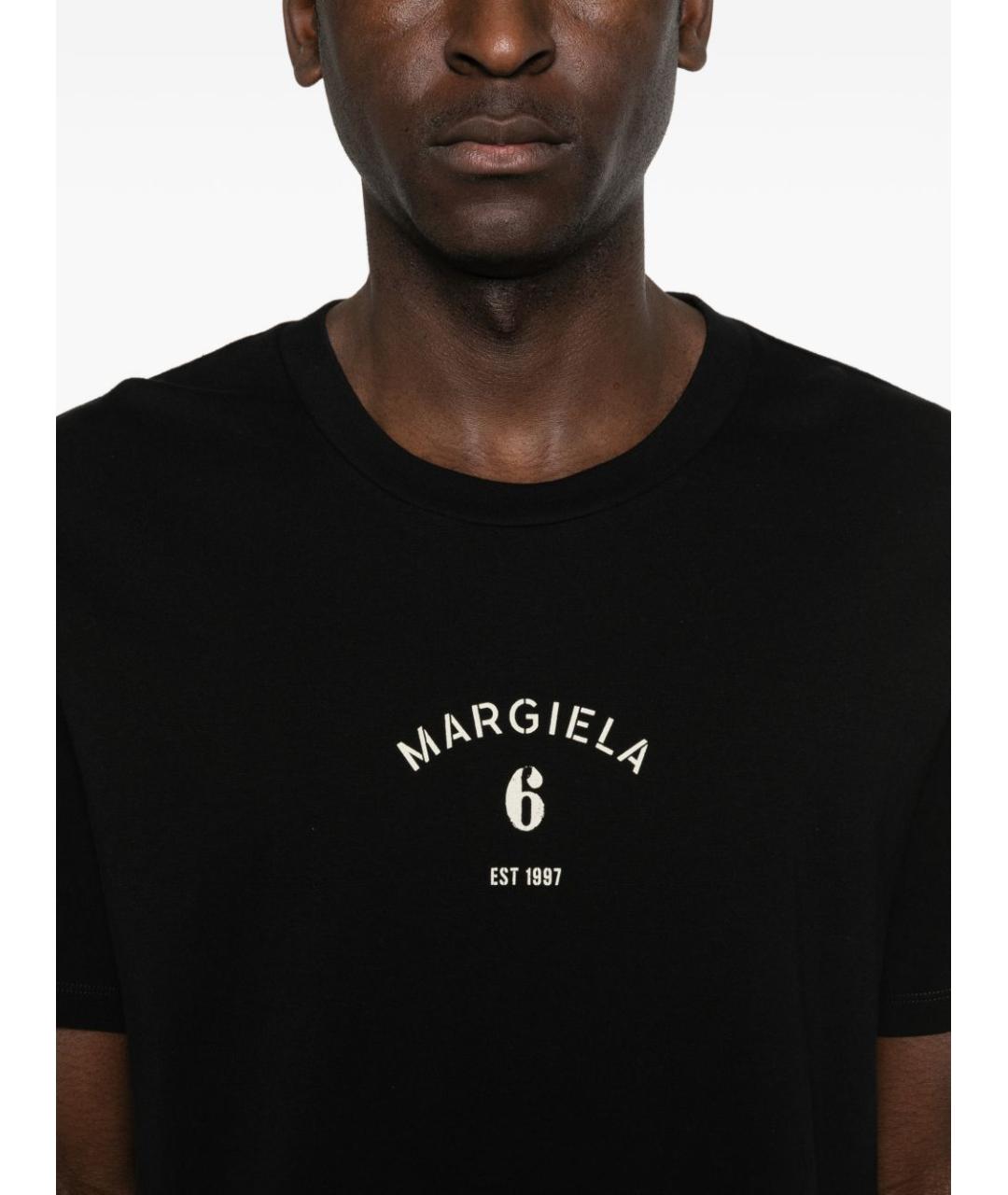 MM6 MAISON MARGIELA Черная хлопковая футболка, фото 4