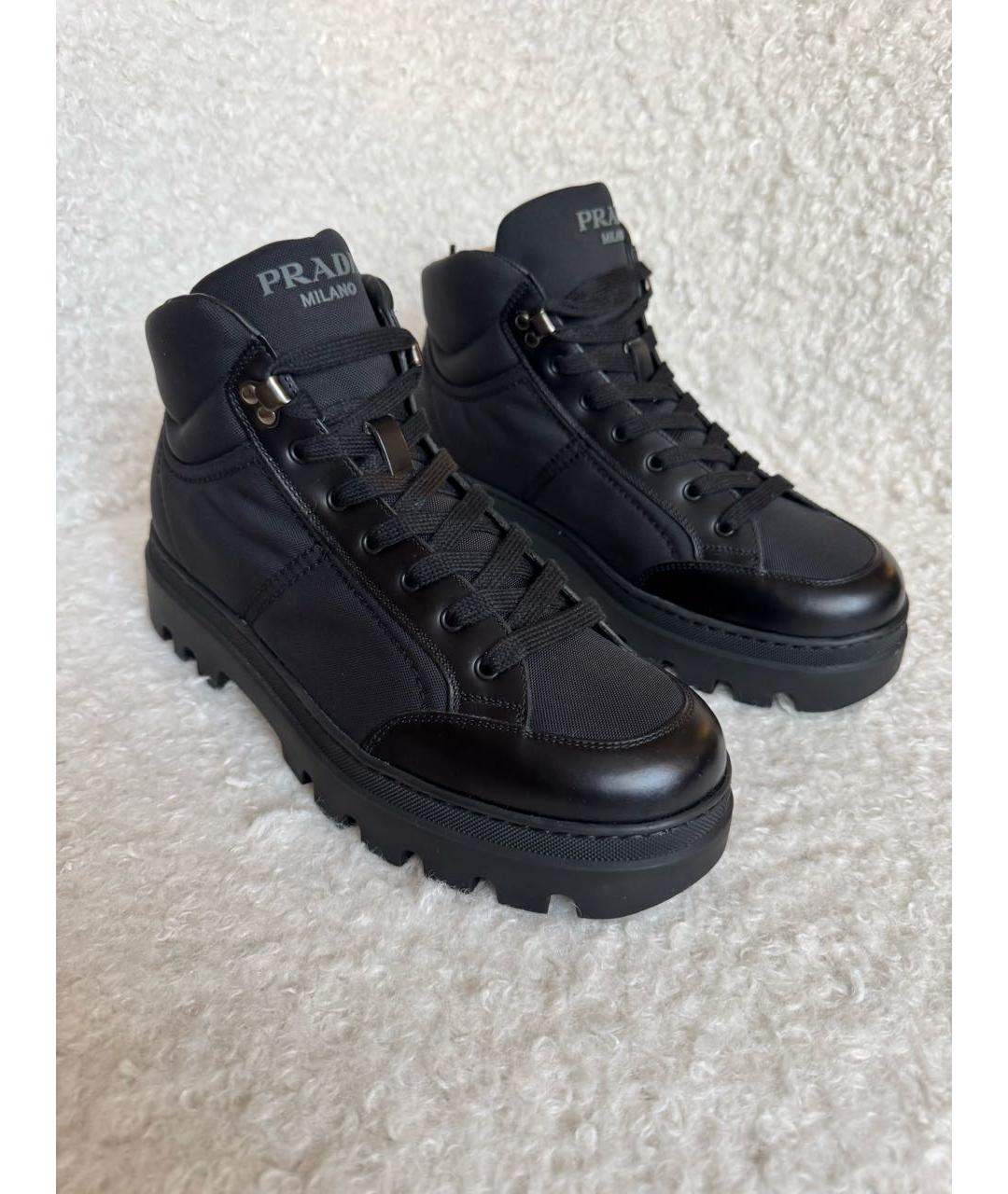 PRADA Черные текстильные высокие ботинки, фото 5