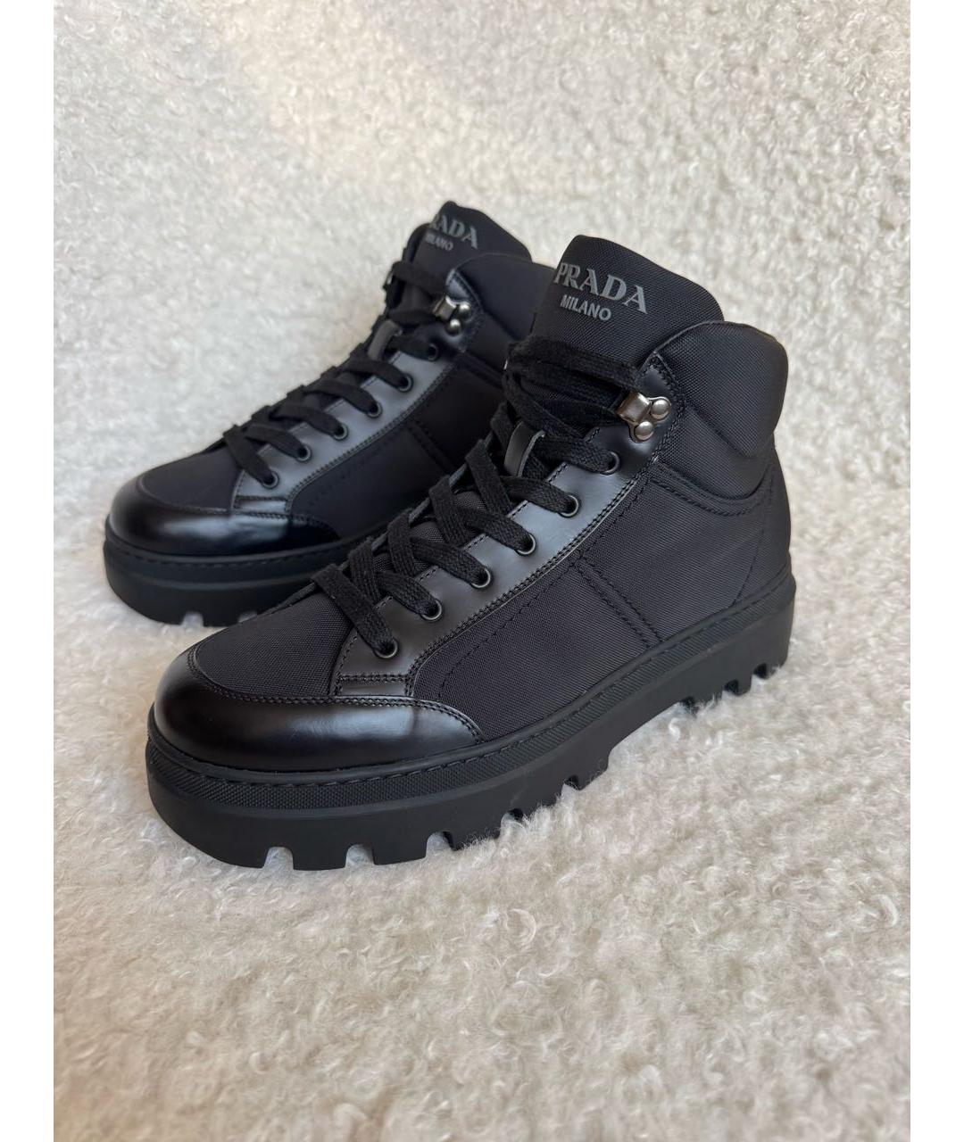 PRADA Черные текстильные высокие ботинки, фото 6