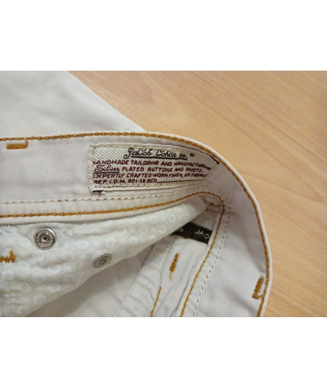 JACOB COHEN Бежевые хлопковые прямые джинсы, фото 7