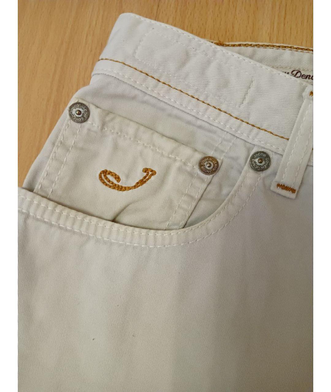 JACOB COHEN Бежевые хлопковые прямые джинсы, фото 4