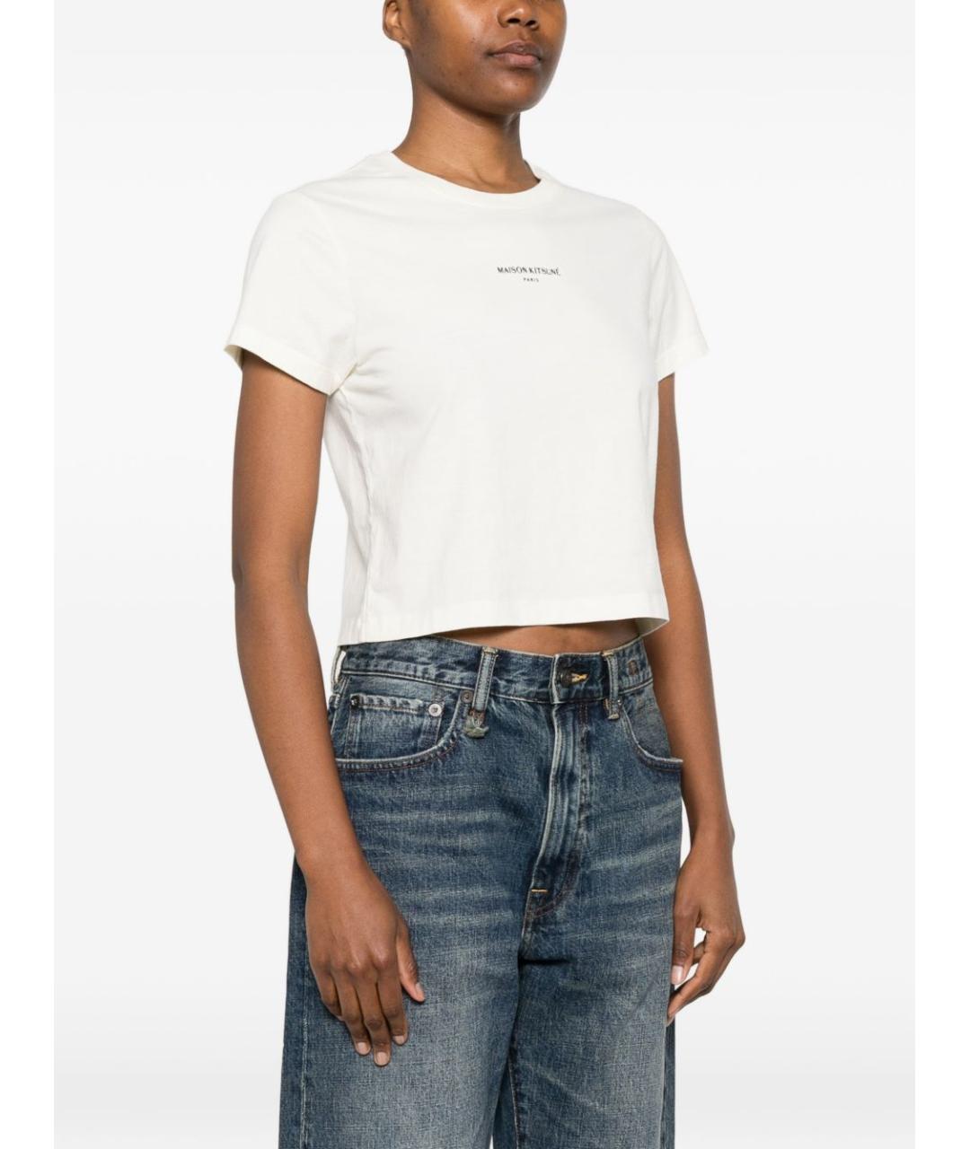 MAISON KITSUNE Белая хлопковая футболка, фото 3