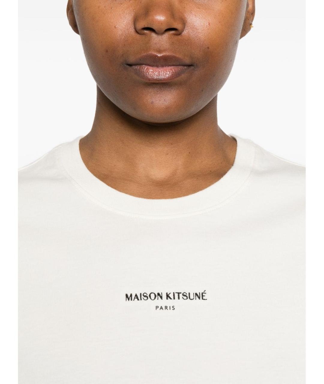 MAISON KITSUNE Белая хлопковая футболка, фото 5