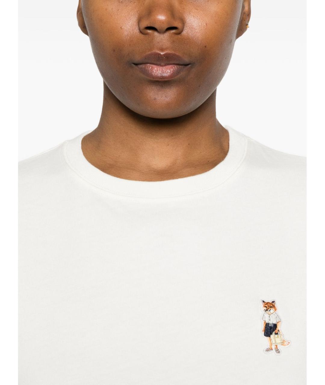 MAISON KITSUNE Белая хлопковая футболка, фото 2
