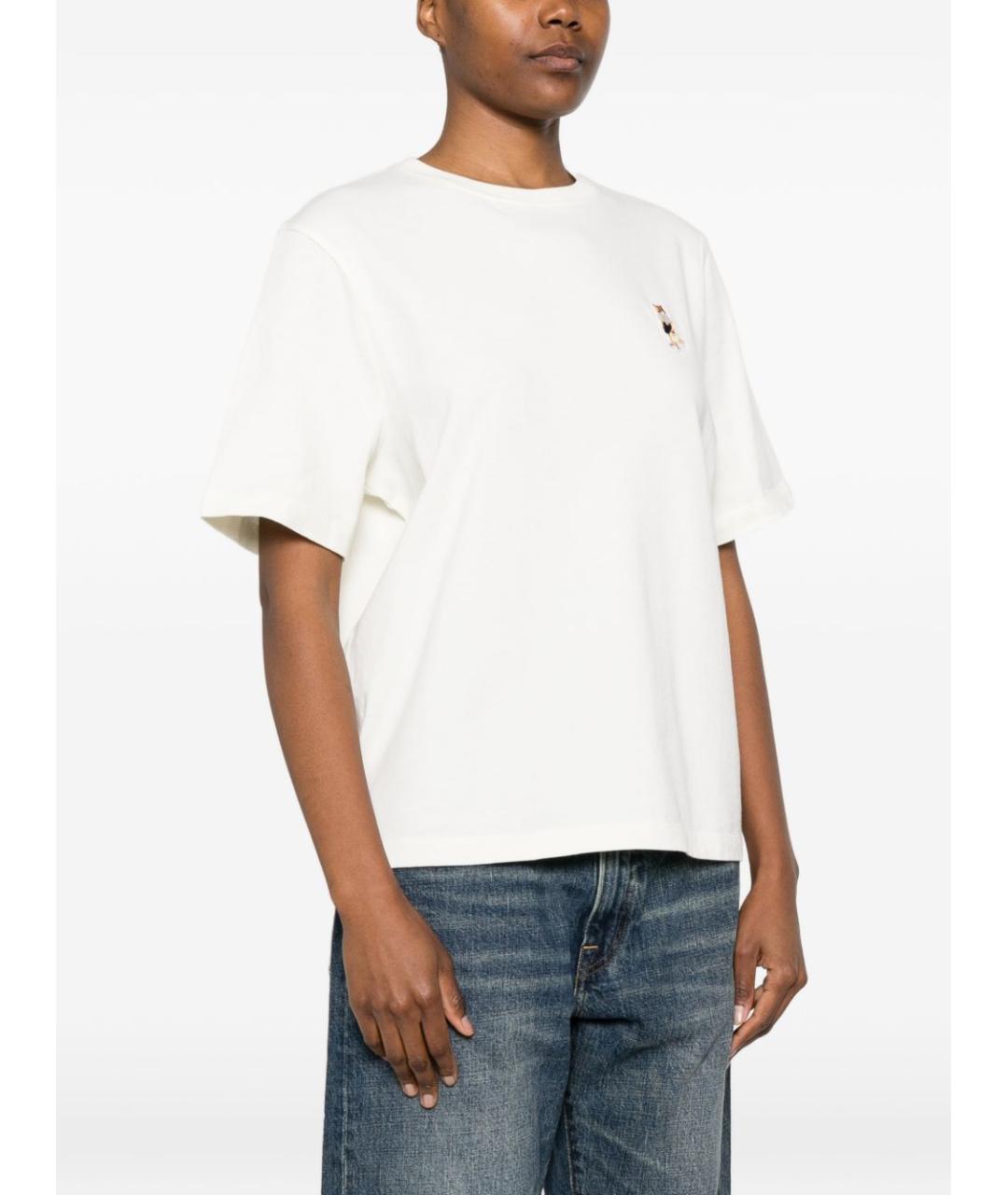 MAISON KITSUNE Белая хлопковая футболка, фото 3