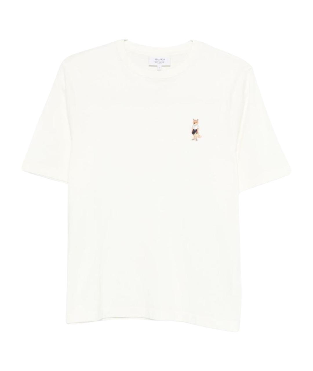 MAISON KITSUNE Белая хлопковая футболка, фото 1