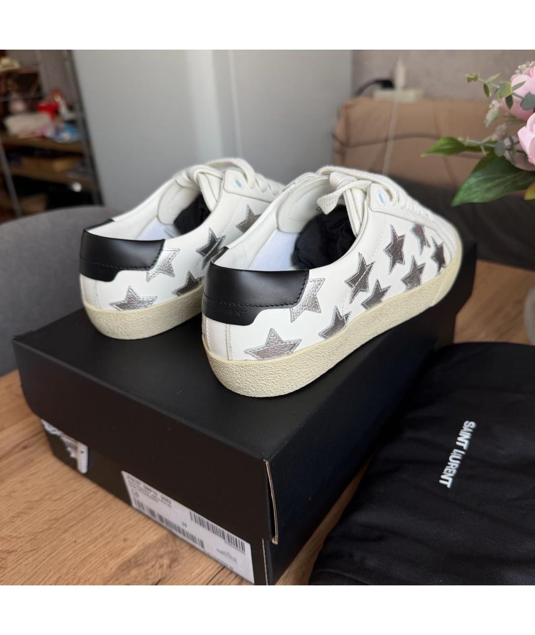 SAINT LAURENT Белые кожаные кеды, фото 6