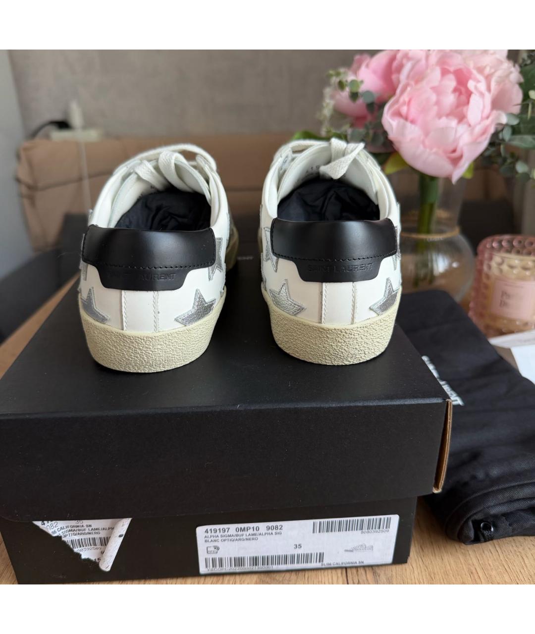 SAINT LAURENT Белые кожаные кеды, фото 4