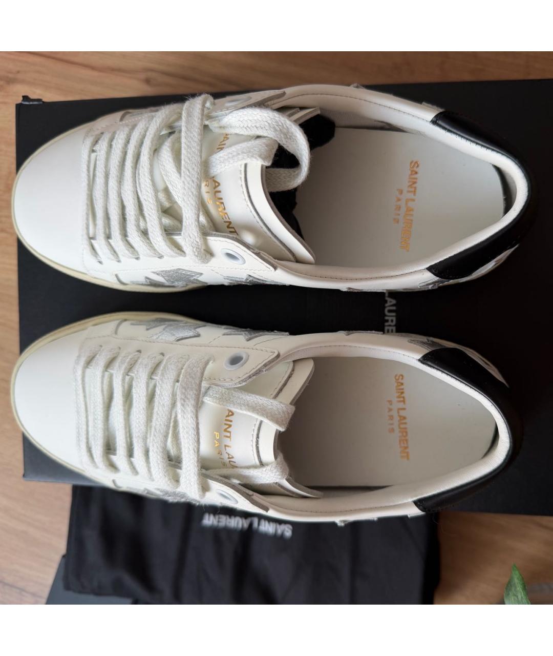 SAINT LAURENT Белые кожаные кеды, фото 3