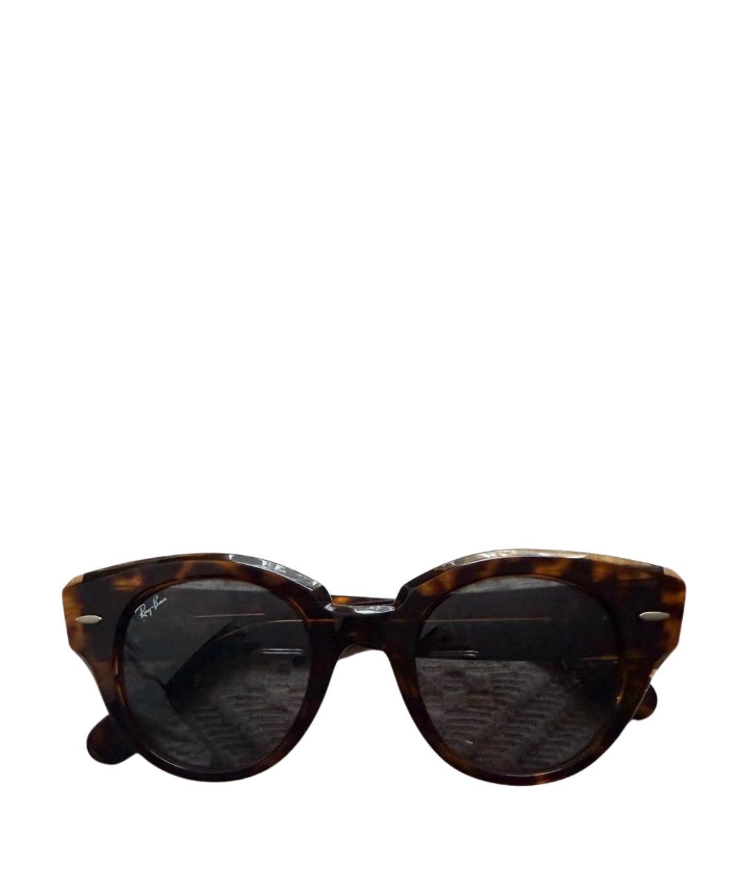 RAY BAN Коричневые пластиковые солнцезащитные очки, фото 1