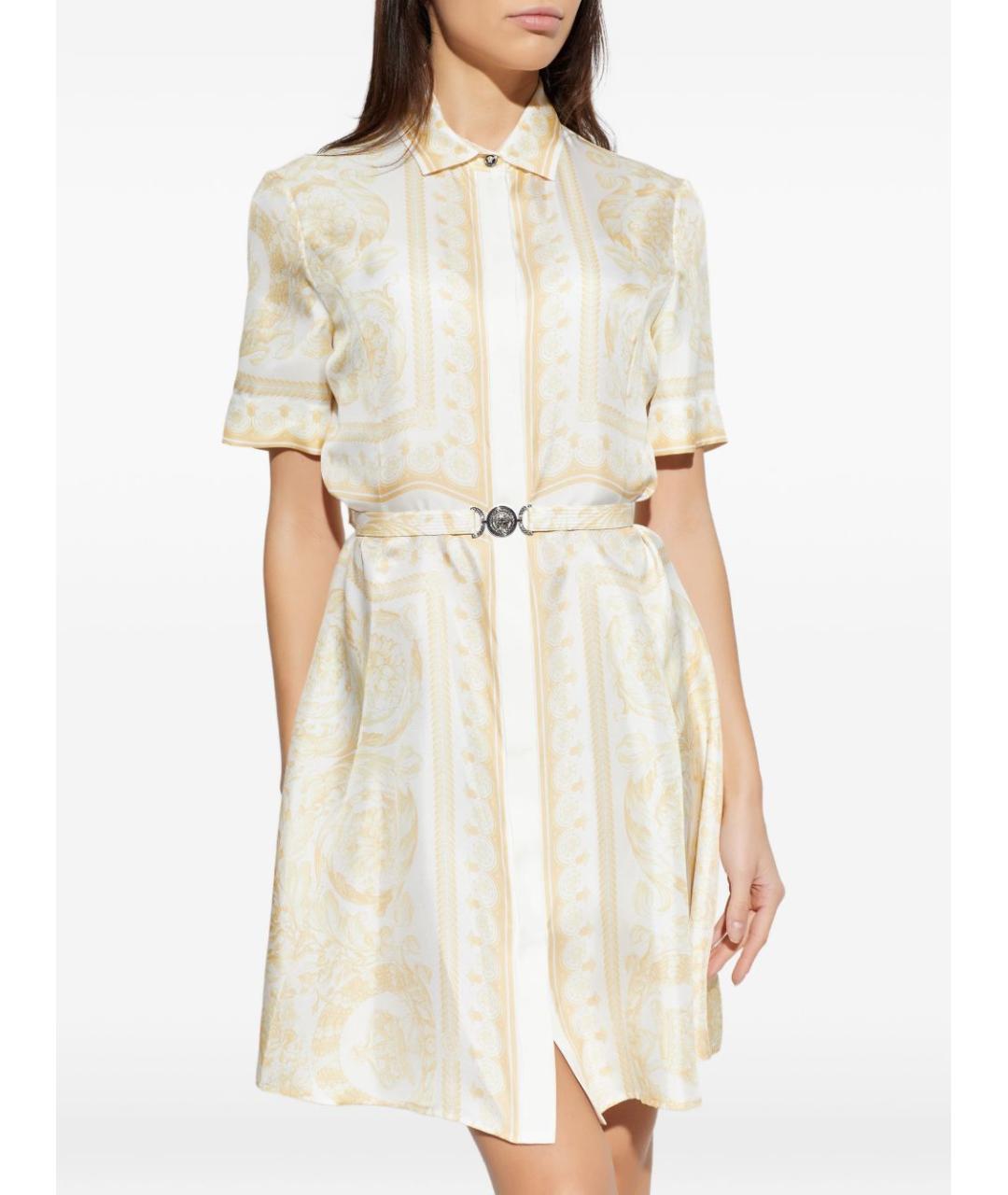 VERSACE Золотое шелковое повседневное платье, фото 5